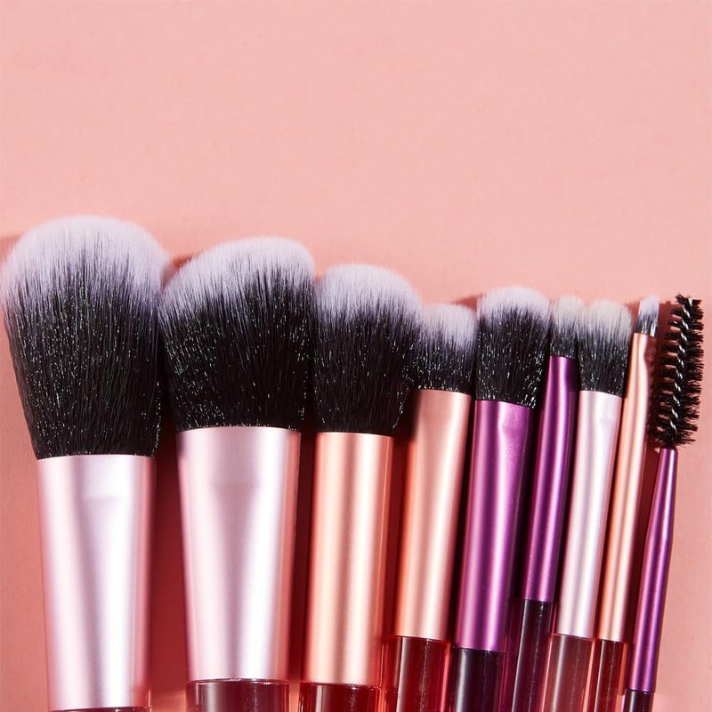 Coshine Portable ON THE GO Makeup Brush Set, COSHINE 10pcs Easy-taken Mini Full Complete Function Cosmetic Brushes Kit with Brush Pouch (colorful) - Image 4