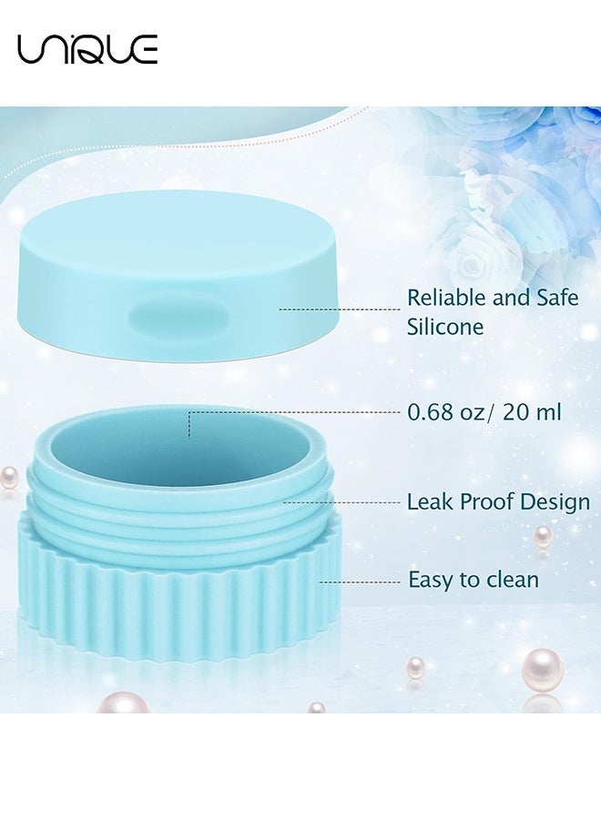 Unique 4 Pcs Travel Containers for Toiletries 0.68 oz Small Silicone Cream Jars with Plastic Cap Lids Small Travel Size Empty Makeup Containers Leak Proof for Cosmetic Body Hand Skin Cream Bottles (Blue and Black and Gray) - Image 3