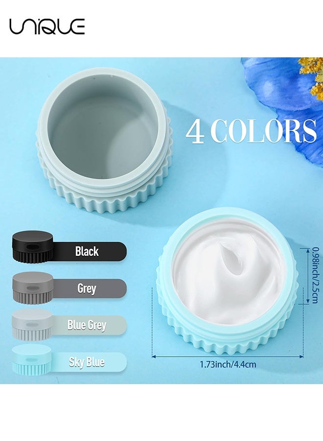 Unique 4 Pcs Travel Containers for Toiletries 0.68 oz Small Silicone Cream Jars with Plastic Cap Lids Small Travel Size Empty Makeup Containers Leak Proof for Cosmetic Body Hand Skin Cream Bottles (Blue and Black and Gray) - Image 2