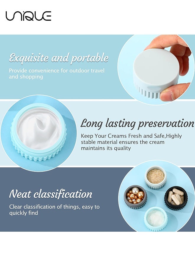 Unique 4 Pcs Travel Containers for Toiletries 0.68 oz Small Silicone Cream Jars with Plastic Cap Lids Small Travel Size Empty Makeup Containers Leak Proof for Cosmetic Body Hand Skin Cream Bottles (Blue and Black and Gray) - Image 4