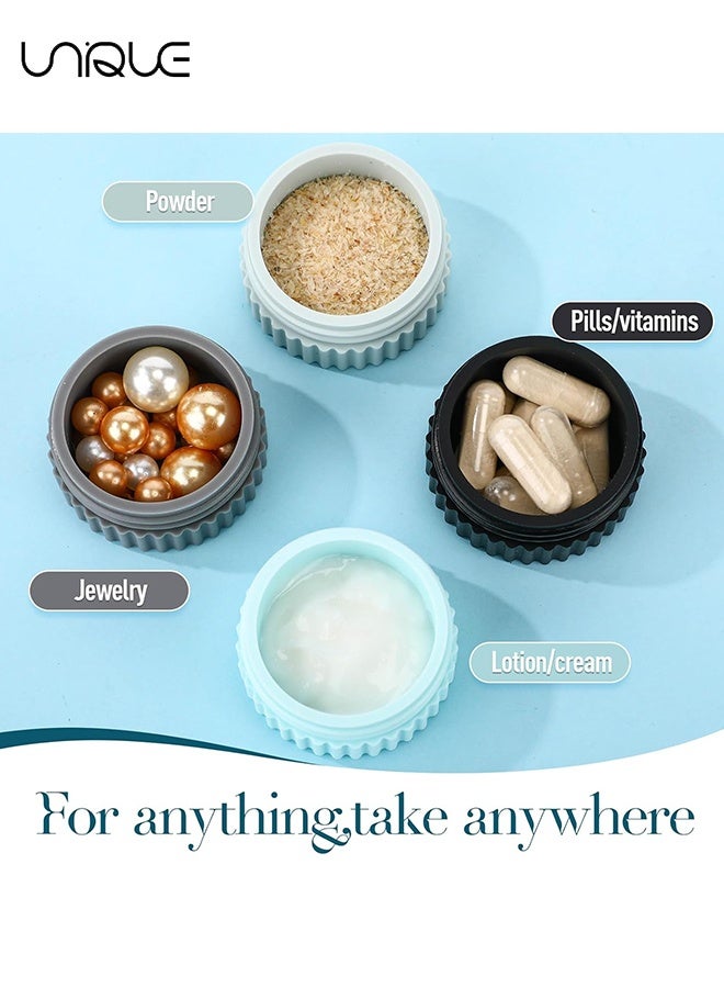 Unique 4 Pcs Travel Containers for Toiletries 0.68 oz Small Silicone Cream Jars with Plastic Cap Lids Small Travel Size Empty Makeup Containers Leak Proof for Cosmetic Body Hand Skin Cream Bottles (Blue and Black and Gray) - Image 5