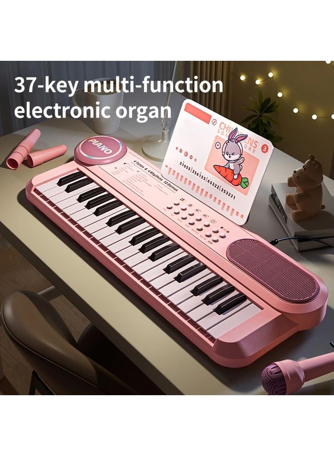 Pink Red 37 Key Multifunctional Electronic Keyboard Toy For Kids Early Learning Piano - Image 2