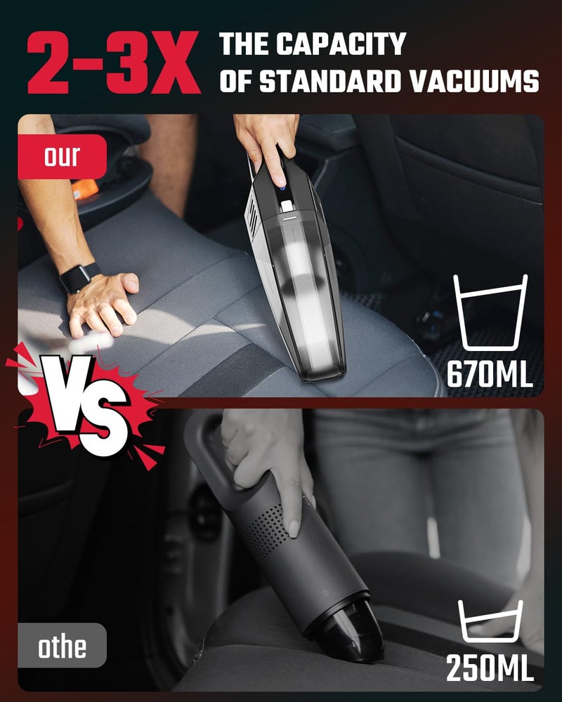 Evekas Handheld Vacuum Cordless, 9000PA Strong Suction, 2 Suction Modes, Fast Type-C Charging, Lightweight, Portable Car Vacuum Cleaner for Home Pet Office - Image 5