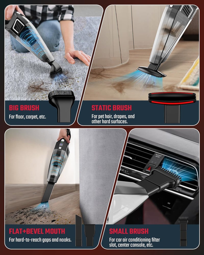 Evekas Handheld Vacuum Cordless, 9000PA Strong Suction, 2 Suction Modes, Fast Type-C Charging, Lightweight, Portable Car Vacuum Cleaner for Home Pet Office - Image 3