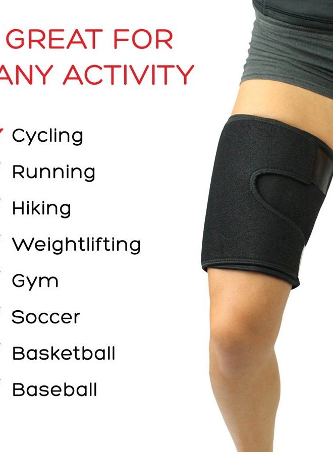 Stone and Clark Adjustable Thigh Brace Support, Quadriceps Support Thigh Wraps for Men Women. Unisex Breathable Neoprene Non-Slip Hamstring Compression Sleeve - Image 2