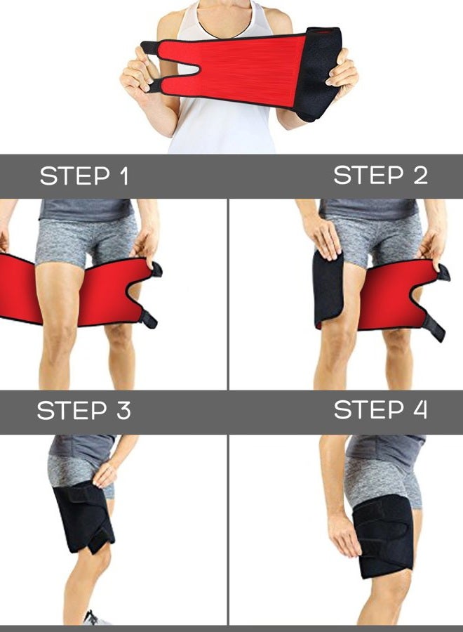 Stone and Clark Adjustable Thigh Brace Support, Quadriceps Support Thigh Wraps for Men Women. Unisex Breathable Neoprene Non-Slip Hamstring Compression Sleeve - Image 5