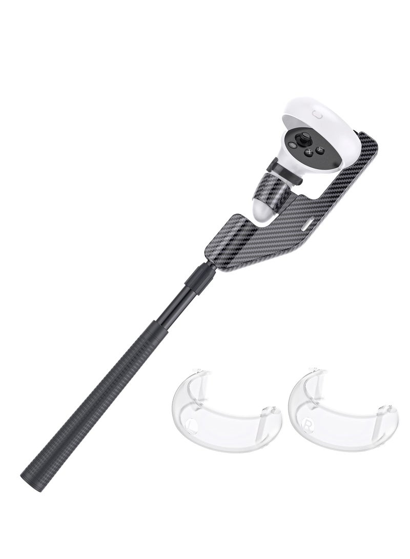 VR Golf Club Extension for Oculus Quest 2 Adapter Grip Accessory with Controller Caps Bonus Carbon Fiber Attached to Enhance Immersive Gaming Experience - Image 1