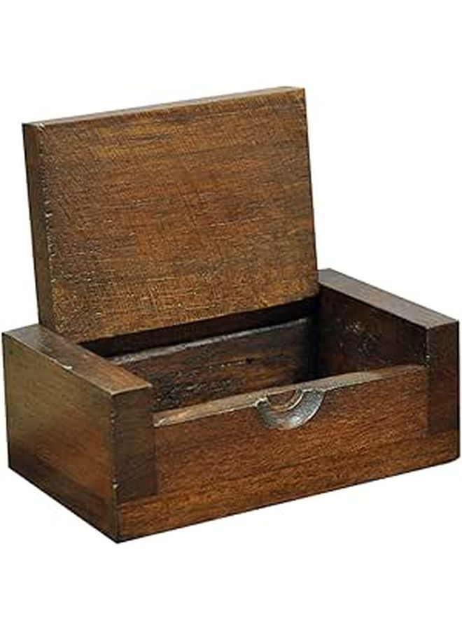 Vintage Wooden Jewelry Box Small Trinket Organizer Travel Desktop Retro Brown - Image 1