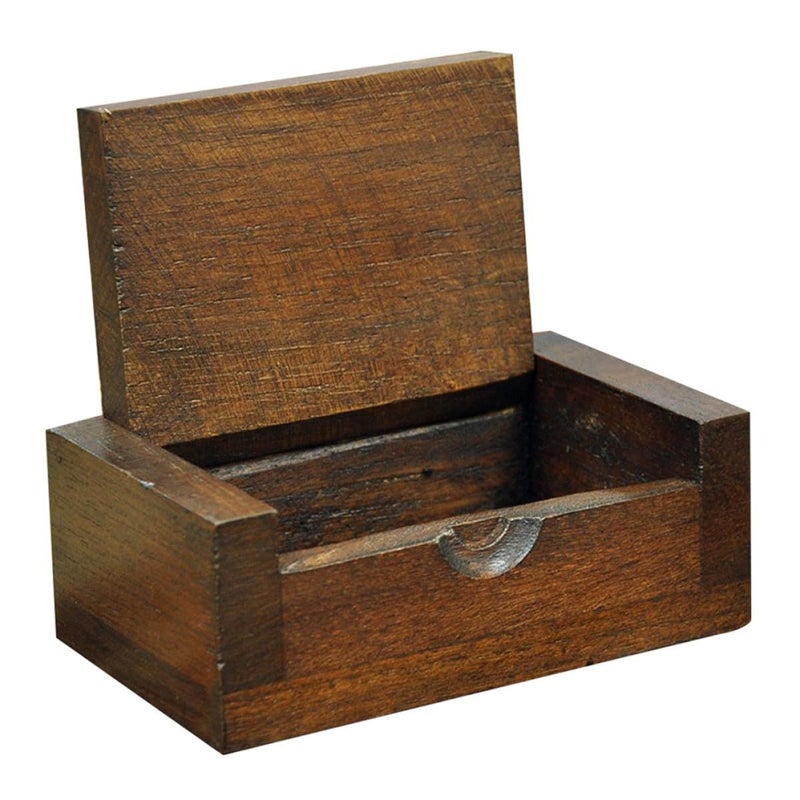 Vintage Wooden Jewelry Box Small Trinket Organizer Travel Desktop Retro Brown - Image 2
