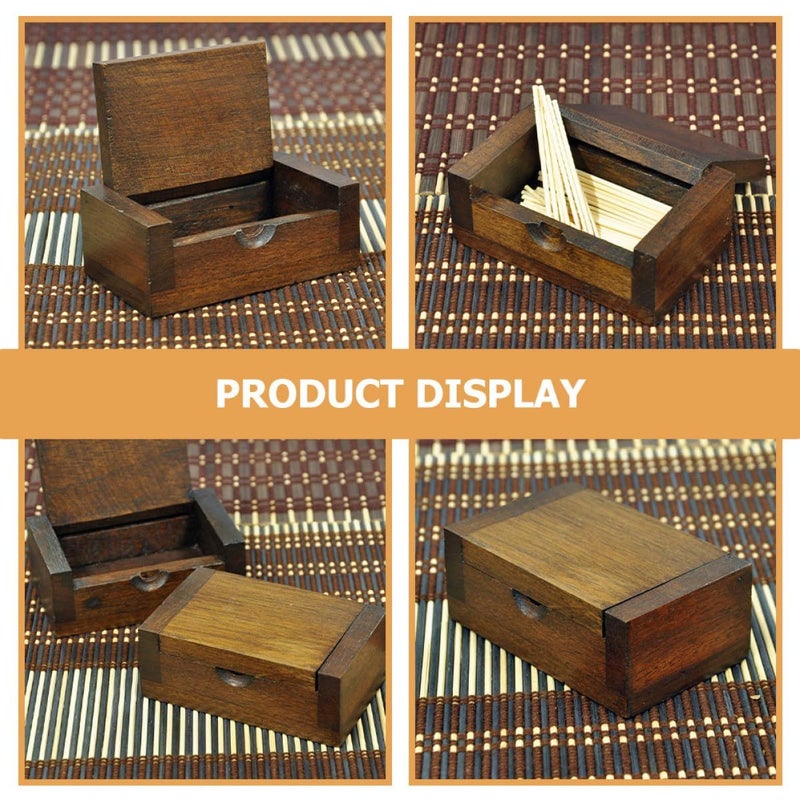 Vintage Wooden Jewelry Box Small Trinket Organizer Travel Desktop Retro Brown - Image 5