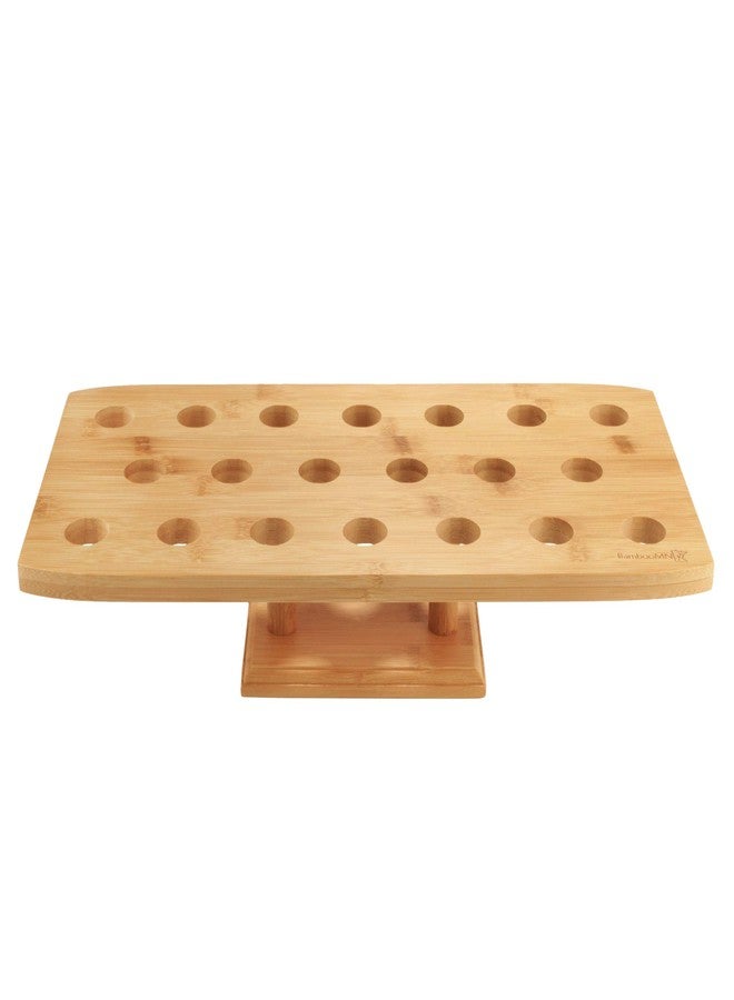 BambooMN 16.3 Inch Natural Bamboo Wide Oblong Food Cone Display Tamaki Stand for Restaurants, Catered Events, Party or Buffets, Holds up to 20 Cones, 1 Piece - Image 1