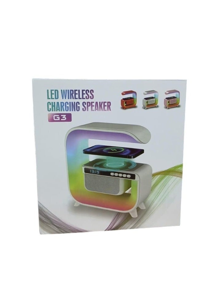 Wireless Smart G Shape Bluetooth Speaker with LED Adjustable Ambience Light With Clock - Image 5