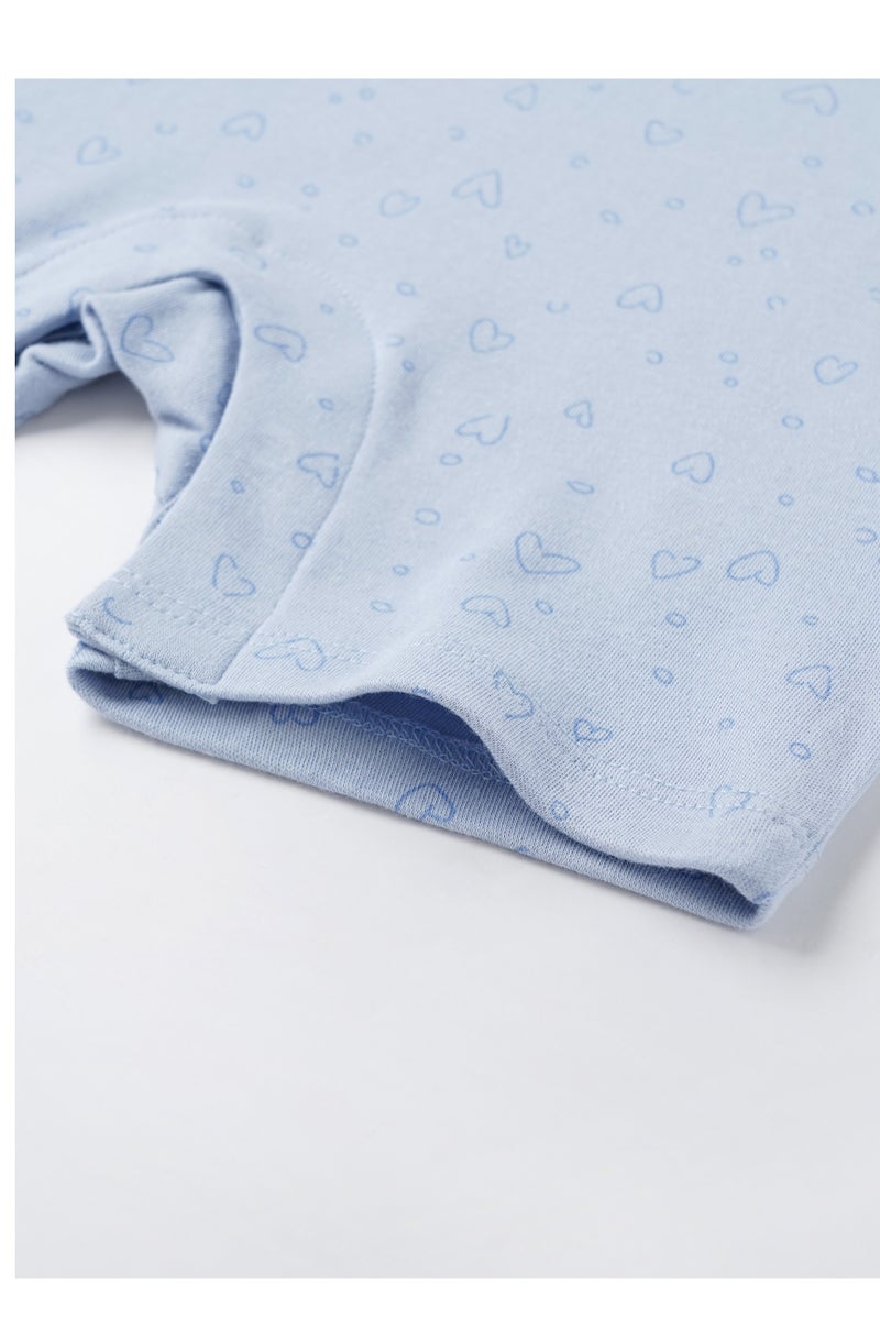 POPEES Baby Boys Cotton Sleeveless Romper | Soft Blue Heart Print Jumpsuit for Newborns & Infants - Image 4