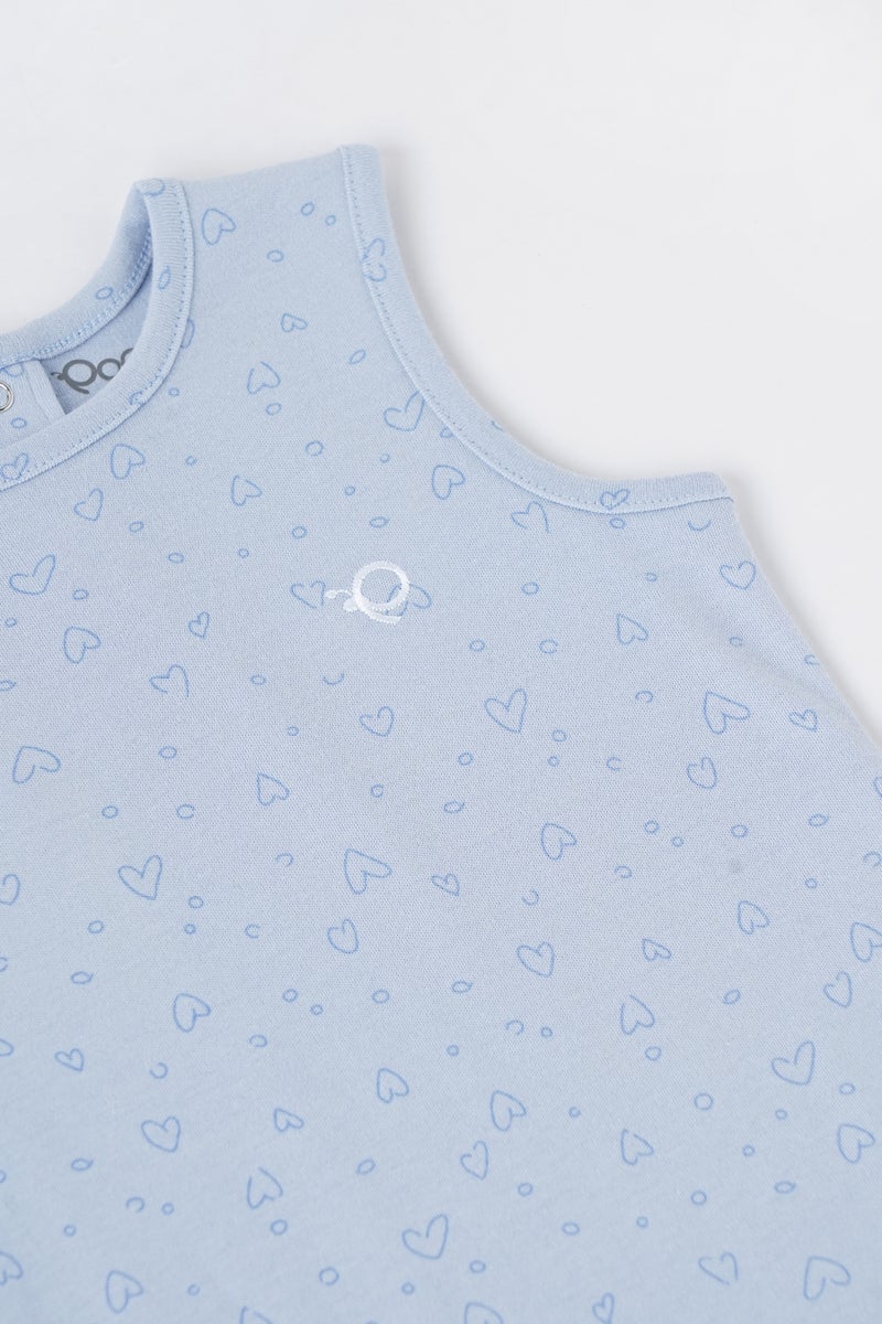 POPEES Baby Boys Cotton Sleeveless Romper | Soft Blue Heart Print Jumpsuit for Newborns & Infants - Image 5