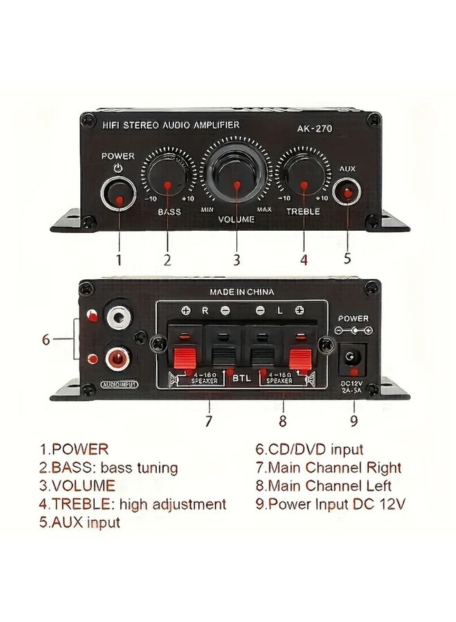 Noon 400W Mini Car Audio Amplifier 2 Channel HiFi Stereo Power Amplifier With Bass Boost And Treble Control - Image 3