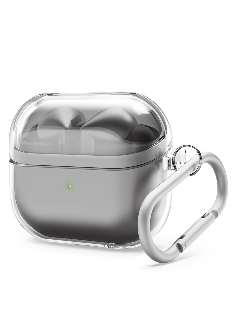 Silicone Case Compatible with Samsung Galaxy Buds 3/3 Pro Protective Cover with Carabiner (Transparent) - Image 1