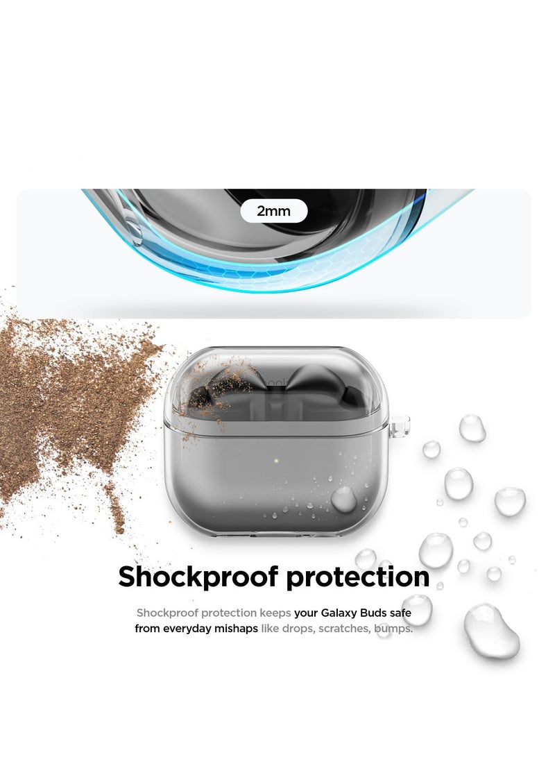 Silicone Case Compatible with Samsung Galaxy Buds 3/3 Pro Protective Cover with Carabiner (Transparent) - Image 4