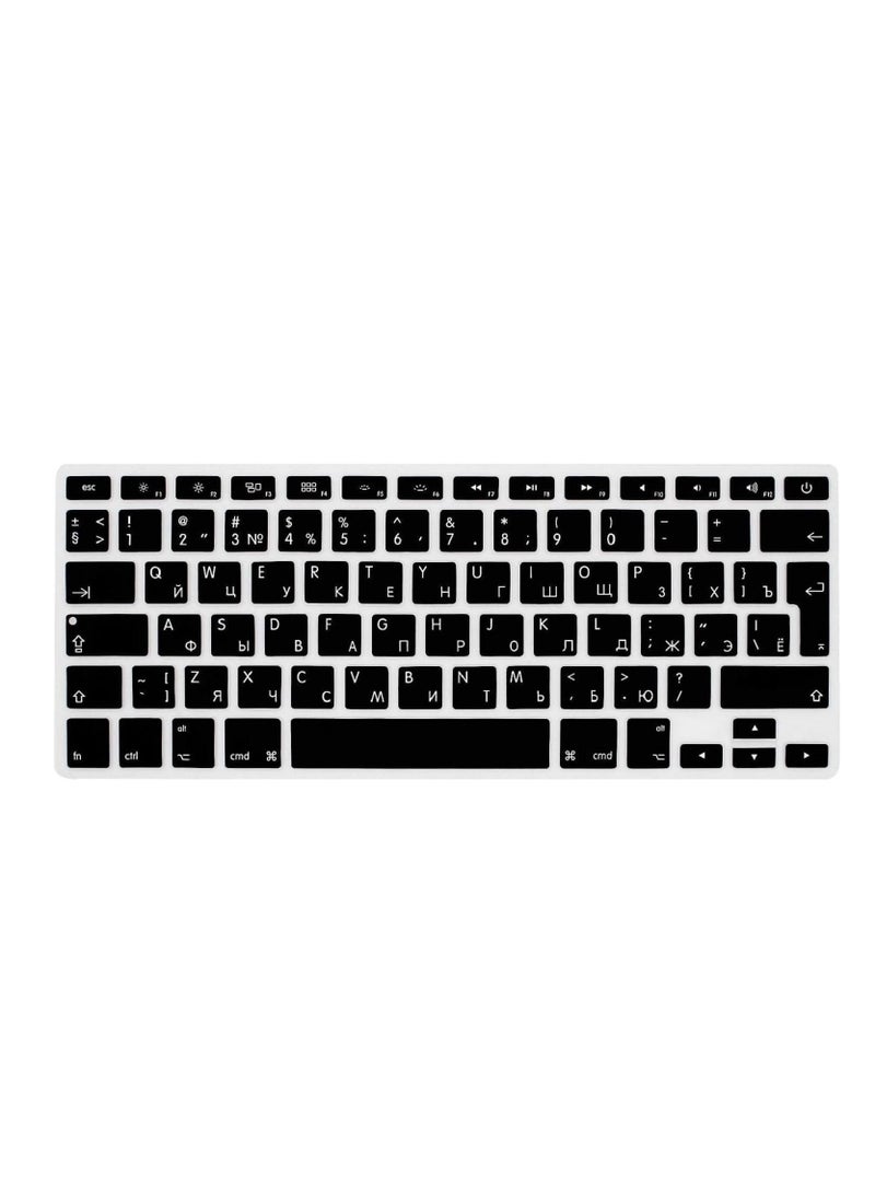 AMM Russian Language Silicone Keyboard Cover Skin for MacBook Air 13 Inch A1466 A1369(Release 2010-2017)& MacBook Pro 13" 15" 17" (2015 Or Older Version, with/Without Retina Display) EU Version Black  - Image 1