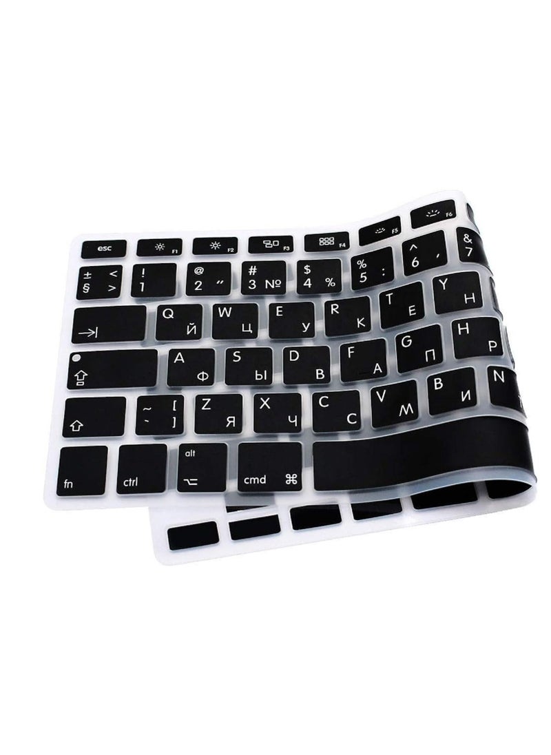 AMM Russian Language Silicone Keyboard Cover Skin for MacBook Air 13 Inch A1466 A1369(Release 2010-2017)& MacBook Pro 13" 15" 17" (2015 Or Older Version, with/Without Retina Display) EU Version Black  - Image 4