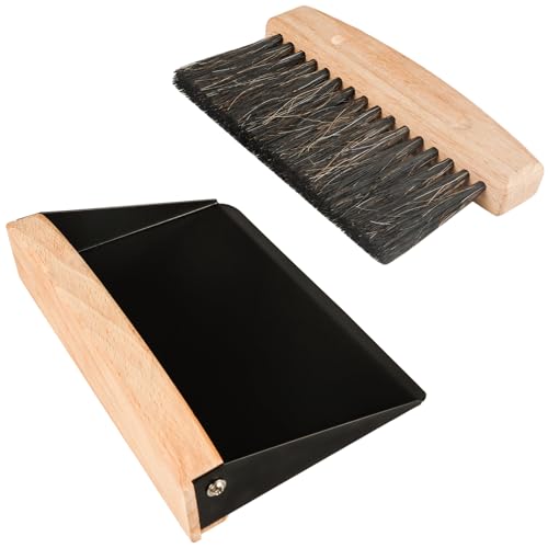 Nokiils Small Dust Pan and Brush Set, Mini Hand Broom and Dustpan Set, Wooden Crumb Sweeper for Home Desktop, Sofa, Pet Care Household (Black) - Image 1
