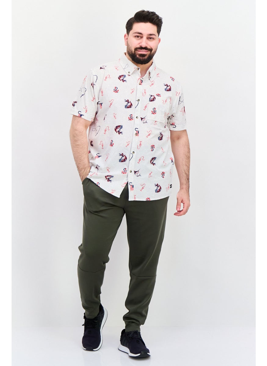 Canada Weather Gear - Men Regular Fit Allover Print Casual Shirt, White Combo - Image 1
