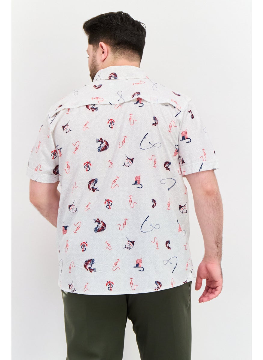 Canada Weather Gear - Men Regular Fit Allover Print Casual Shirt, White Combo - Image 1