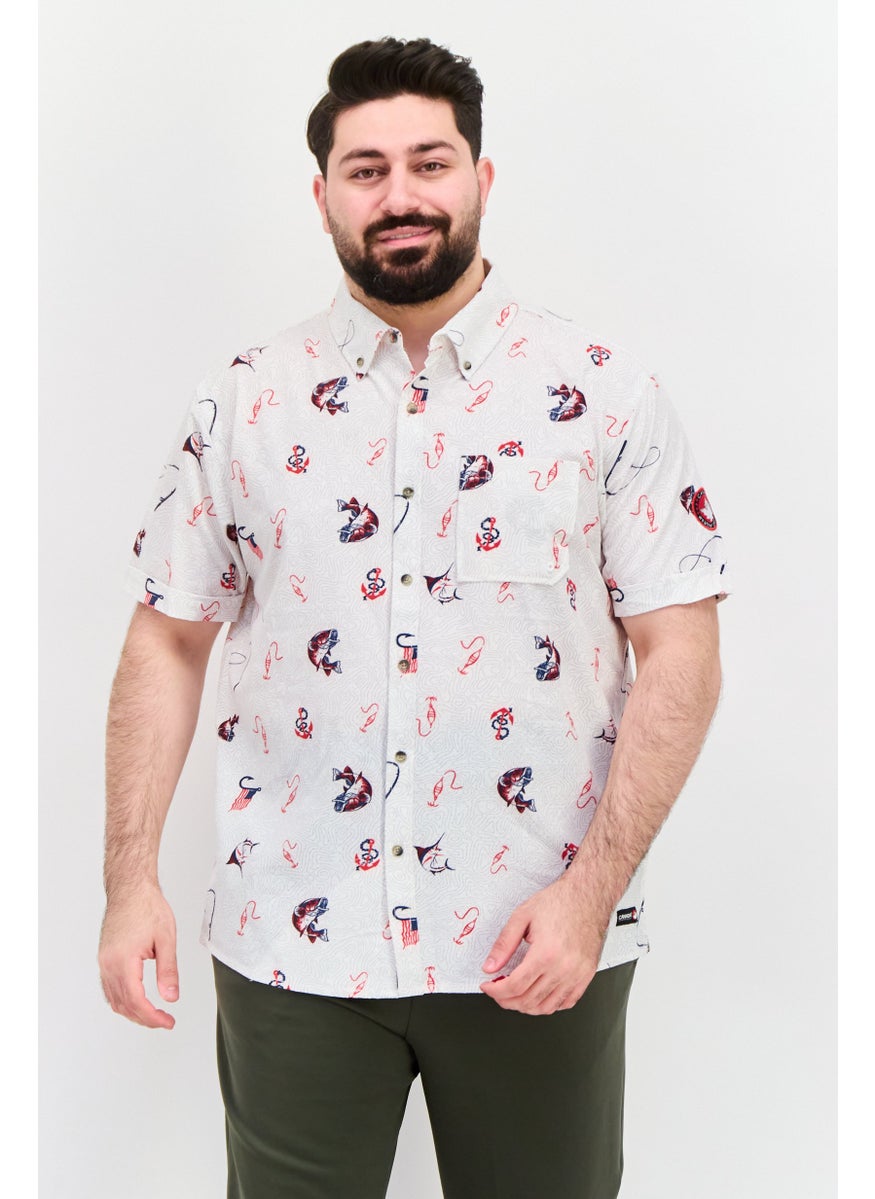 Canada Weather Gear - Men Regular Fit Allover Print Casual Shirt, White Combo - Image 1