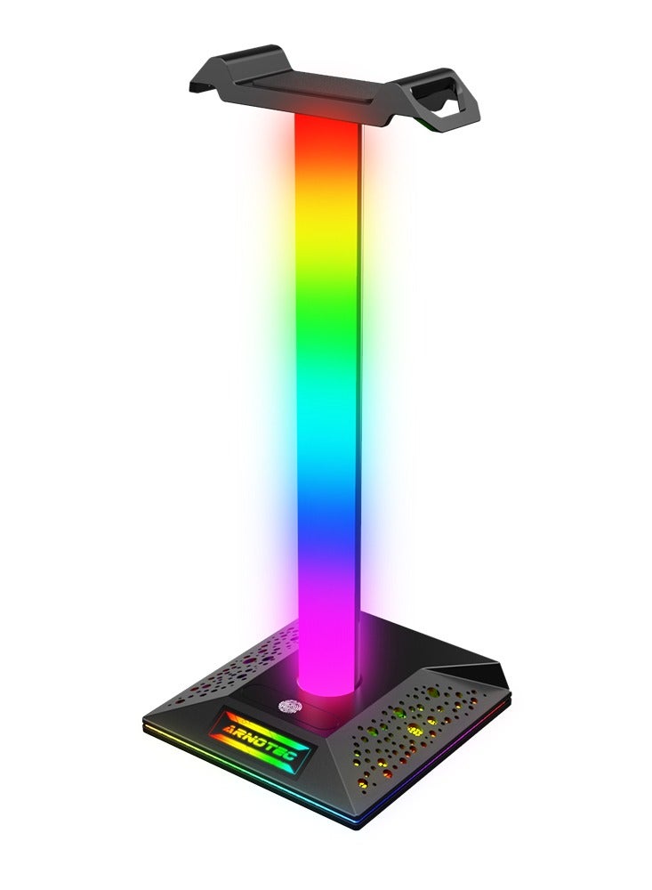 ARNOTEC EB02 RGB Gaming Headphone Stand Desktop Horse Stord With 3.5mm AUX and 2xUSB Charging Port For PC  Gamers - Image 2