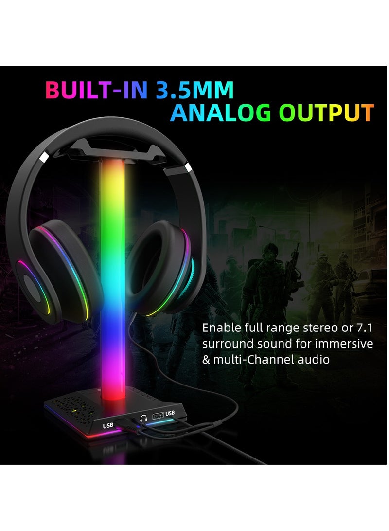 ARNOTEC EB02 RGB Gaming Headphone Stand Desktop Horse Stord With 3.5mm AUX and 2xUSB Charging Port For PC  Gamers - Image 3