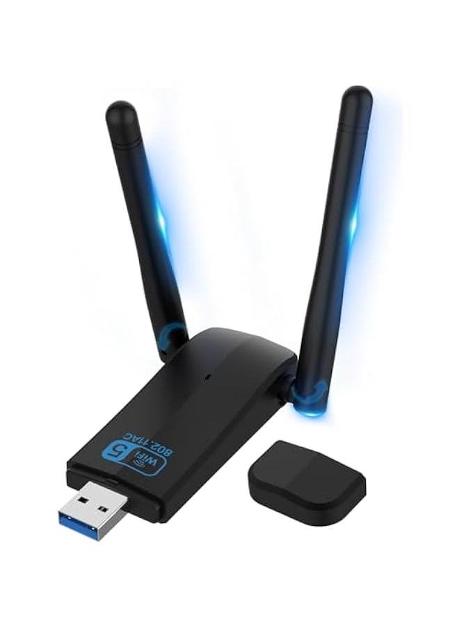 Arabest - Dual-Band Wireless USB 3.0 WiFi Adapter for Desktop Computers - AC 1300Mbps Speed - 2.4G/400Mbps & 5G/867Mbps Frequency - High Gain 5dBi Antenna - Supports Win XP/7/8/8.1/10/11 - Image 1