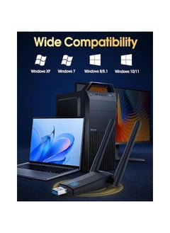 عربست محول واي فاي USB 3.0 للكمبيوتر المكتبي، سرعة AC 1300Mbps، تردد مزدوج 2.4G / 5G، هوائي عالي الكسب 5dBi، يدعم أنظمة التشغيل Win11 / 10 / 8.1 / 8/7 / XP.  - Image 4