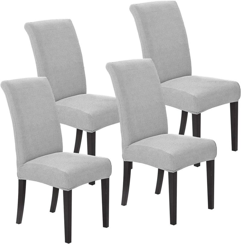 NeoGenius Premium Elegant Dining Room Chair Covers, Slipcovers Set of 4, Spandex Super Fit Stretch Removable Washable Chair Covers, Protector -for Dining Room (Dining Room Chair Covers_Silver Grey) - Image 1