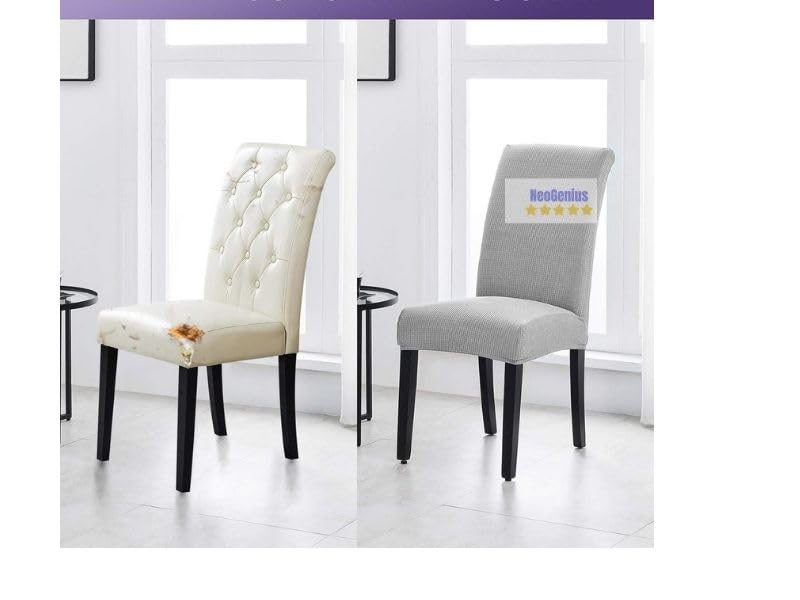 NeoGenius Premium Elegant Dining Room Chair Covers, Slipcovers Set of 4, Spandex Super Fit Stretch Removable Washable Chair Covers, Protector -for Dining Room (Dining Room Chair Covers_Silver Grey) - Image 5