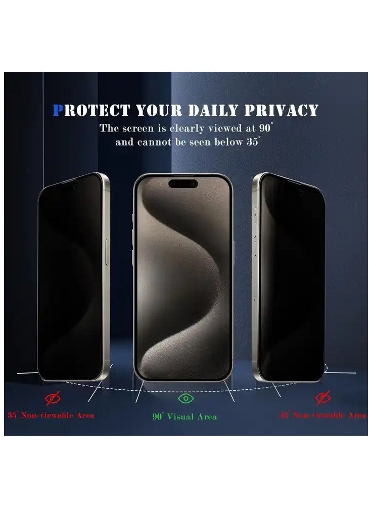 MOCOM Apple iPhone 15 Pro Anti-Spy Privacy Glass Screen Protector 5D+ 9H Tempered Glass for 15pro Black  - Image 2