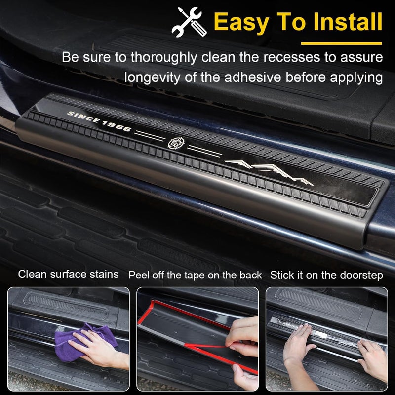 MSIZOY Door Sill Entry Guards Compatible with for Ford Bronco 4 Door 2021 2022 2023 Door Sill Edge Scuff Plate Threshold Protector Trim Stickers - Image 5