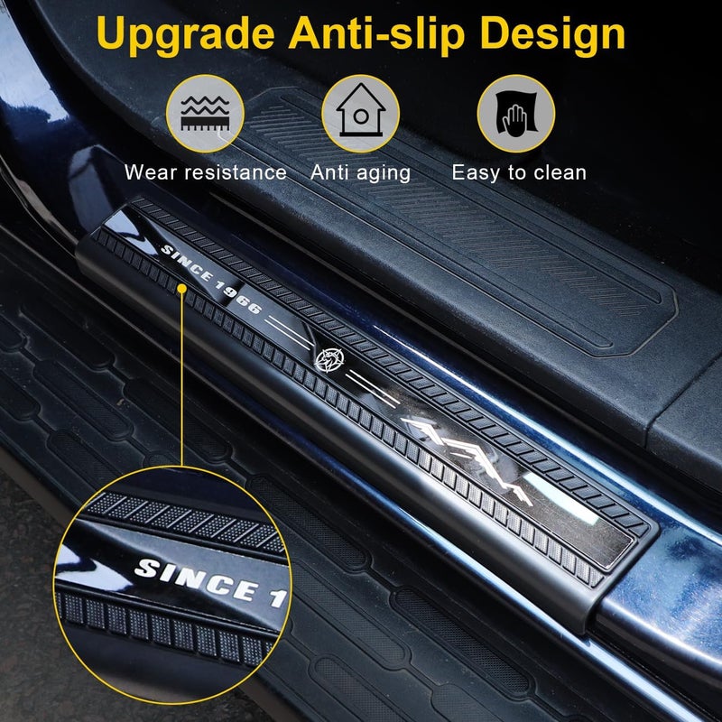 MSIZOY Door Sill Entry Guards Compatible with for Ford Bronco 4 Door 2021 2022 2023 Door Sill Edge Scuff Plate Threshold Protector Trim Stickers - Image 2