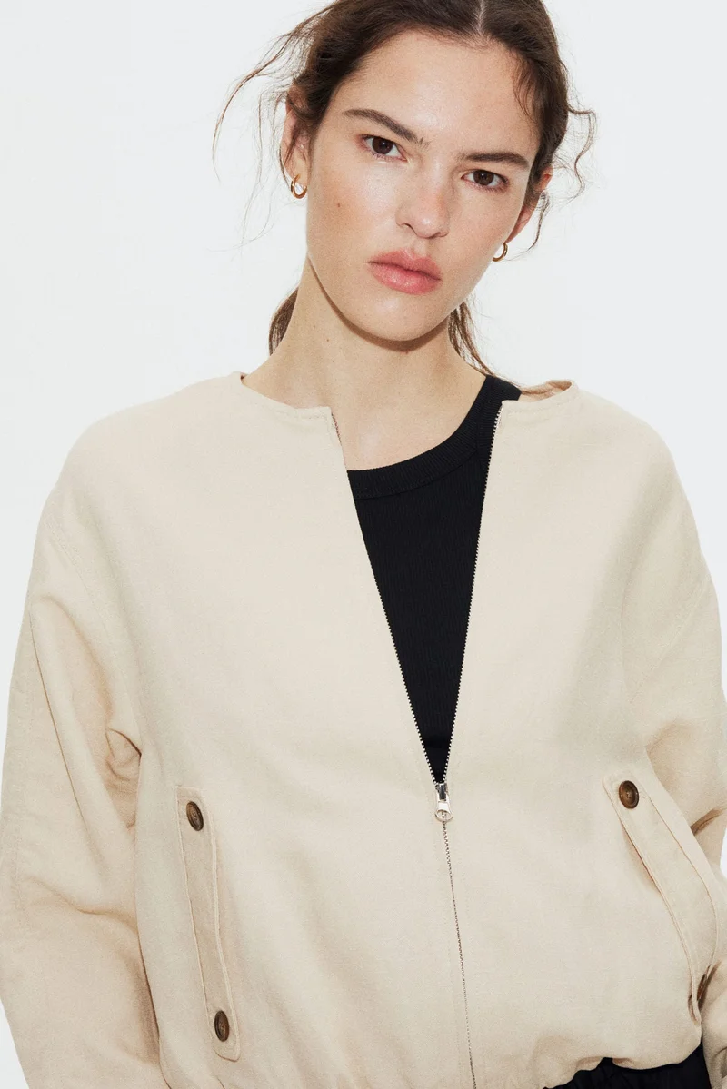 H&M Linen-blend bomber jacket