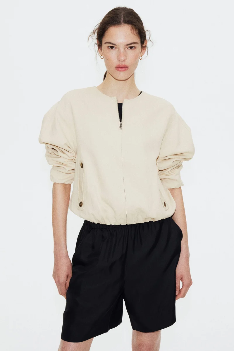 H&M Linen-blend bomber jacket