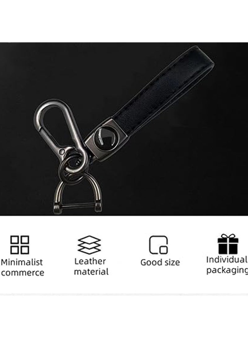 (Pack of 2)  Genuine Leather Car Keychain Universal Keychain Ring Accessory Home Gift for Men and Women Black - Image 3