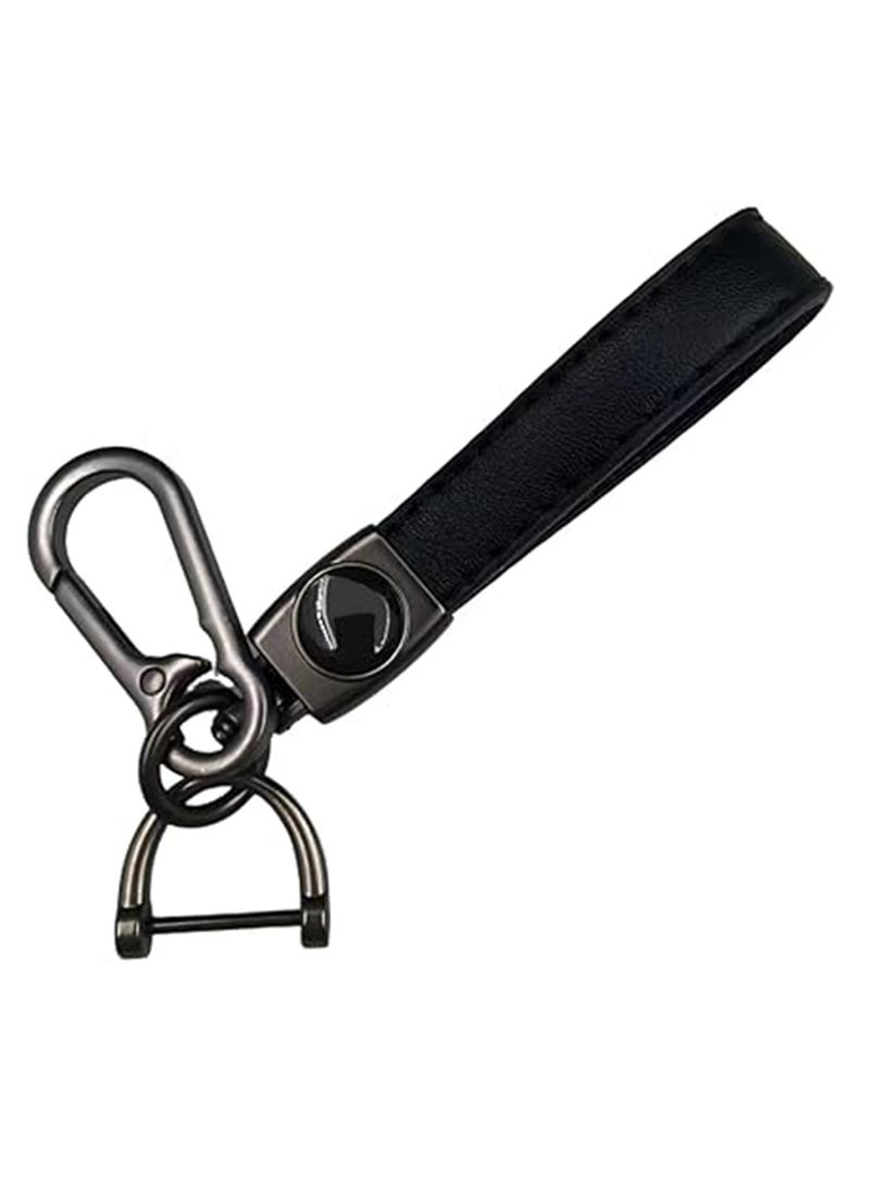 (Pack of 2)  Genuine Leather Car Keychain Universal Keychain Ring Accessory Home Gift for Men and Women Black - Image 2