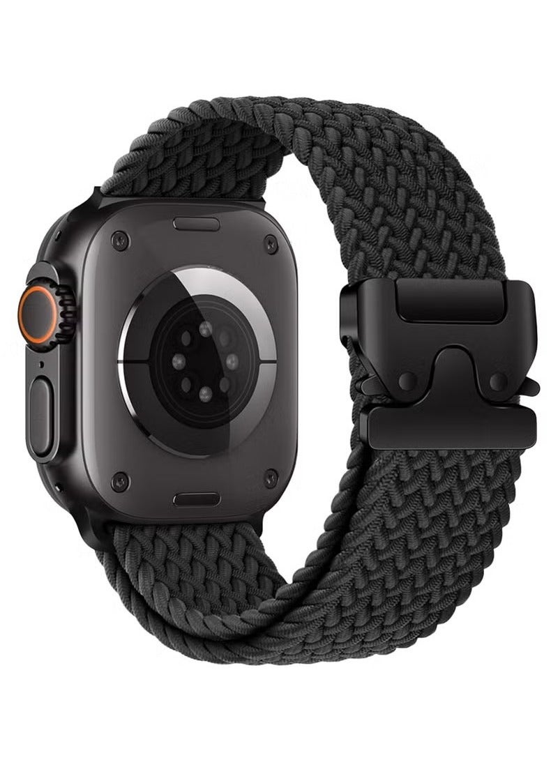 Braided Band Compatible with Apple Watch Ultra 1/2 49mm 46mm 45mm 44mm 42mm for Women Men Made of Breathable Polyester,Parachute Style Buckle Straps for iWatch SE Series 10 9 8 7 6 5 4 3 2 1 SE - Image 1