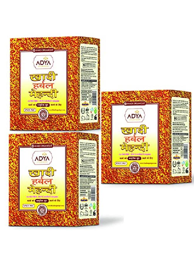 Khadi ORGANIQUE Herbal Mehndi For Hair Colour Hair Care|Healthy Voluminous Nourished Hair Pack Of 3 ( 240 Gm ) - Image 1