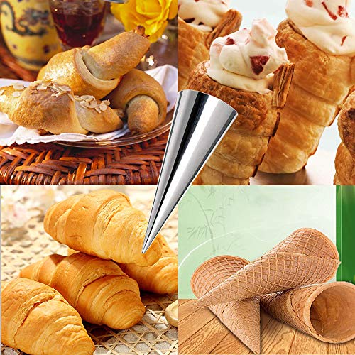 Tinfol 20 Pack Cream Horn Molds, 3.3 Inch Baking Cones Cream Horn Forms, Stainless Steel Cannoli Tubes Ice Cream Mold, Standing Cone Shap - Image 5