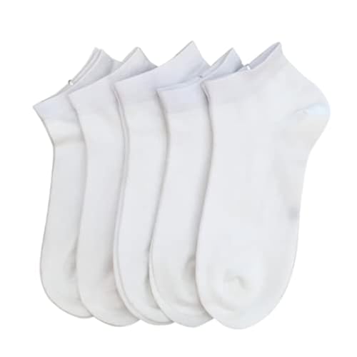 SERISIMPLE Women Viscose Bamboo Ankle Socks Low Cut Thin Sock Lightweight Pastal Color Soft Sock 5 Pairs(White, Large) - Image 1