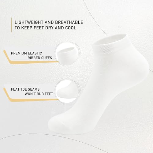 SERISIMPLE Women Viscose Bamboo Ankle Socks Low Cut Thin Sock Lightweight Pastal Color Soft Sock 5 Pairs(White, Large) - Image 2