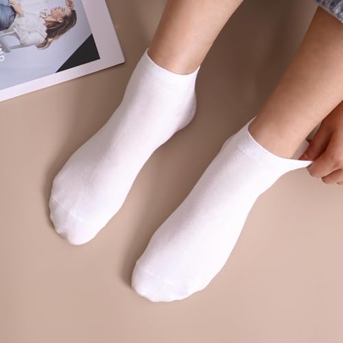 SERISIMPLE Women Viscose Bamboo Ankle Socks Low Cut Thin Sock Lightweight Pastal Color Soft Sock 5 Pairs(White, Large) - Image 5