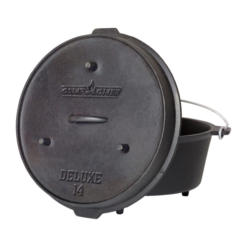 Camp Chef Camp Chef Deluxe 14 Dutch Oven  Cast Iron Dutch Oven with Lid  Lid Lifter for Indoor  Outdoor Cooking  12 Quarts 
