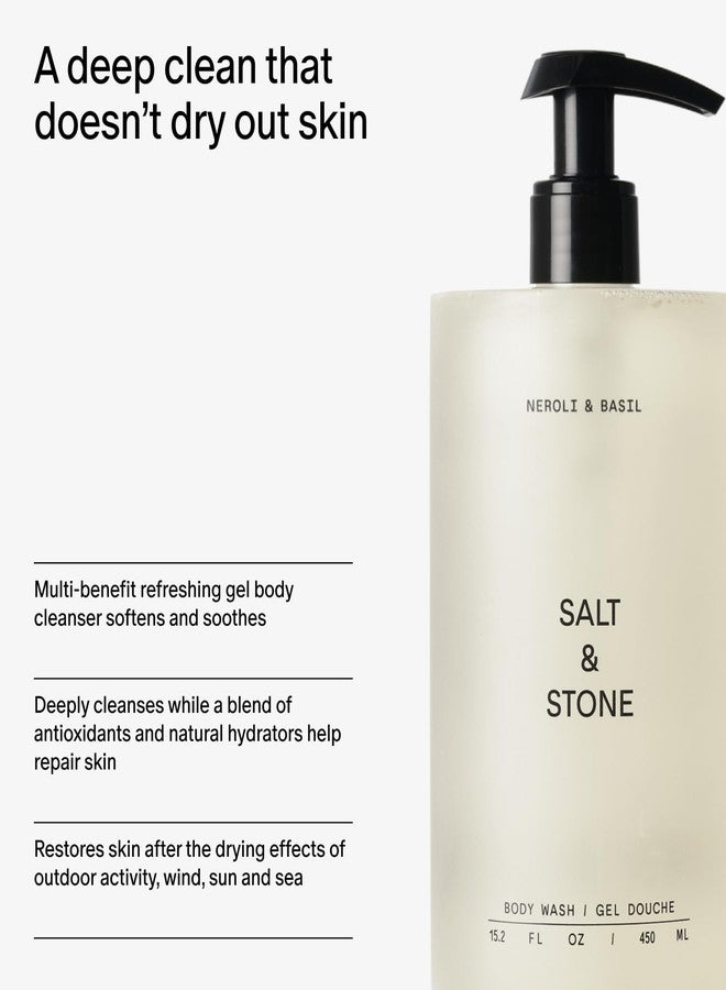 Salt & Stone Body Wash for Women & Men | Neroli & Basil | Hydrating Gel Cleanser | Clean & Soften Skin | Made with Niacinamide & Hyaluronic Acid | Free From Parabens, Sulfates & Pthalates (15.2 oz) - Image 4