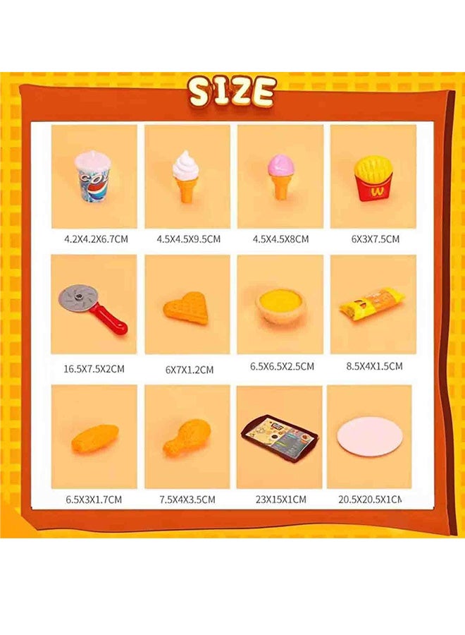 شبيلي طقم ألعاب الطعام للأطفال، طقم ألعاب المطبخ للبنات، ألعاب التظاهر تشمل البرجر، البطاطس المقلية، الآيس كريم، الهوت دوغ، الكولا للمتعة والتعليم، هدية عيد ميلاد وعطلات للأطفال من الأولاد والبنات - 56 قطعة. - Image 3