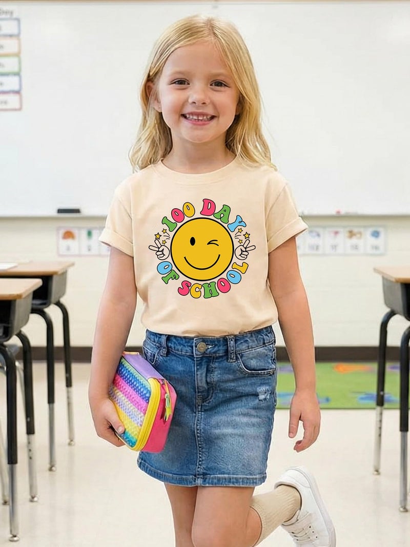 YHHR Toddler 100 Days of School Shirt Boys Girls Smile Face 100th Day of School Shirts Back to School Tee - Image 2